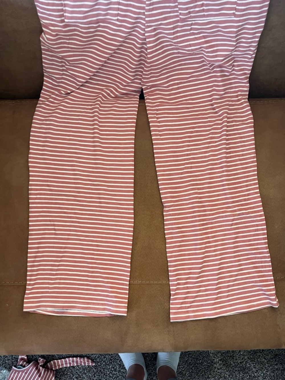 Boutique Womenspink and white striped ribbed halterneck top and lounge pants set - Picture 11 of 11